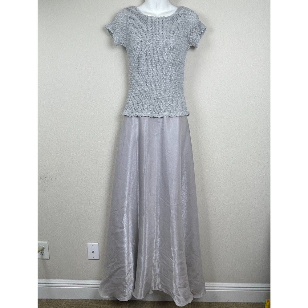 JS Collection Silver Formal Dress Size 10 Fit & Flare Vintage Ethereal Fairycore